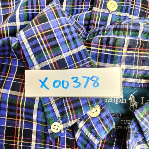 Ralph Lauren Button Down Shirt Mens L Blue Purple Plaid Long Sleeve Custom Fit - Picture 11 of 11